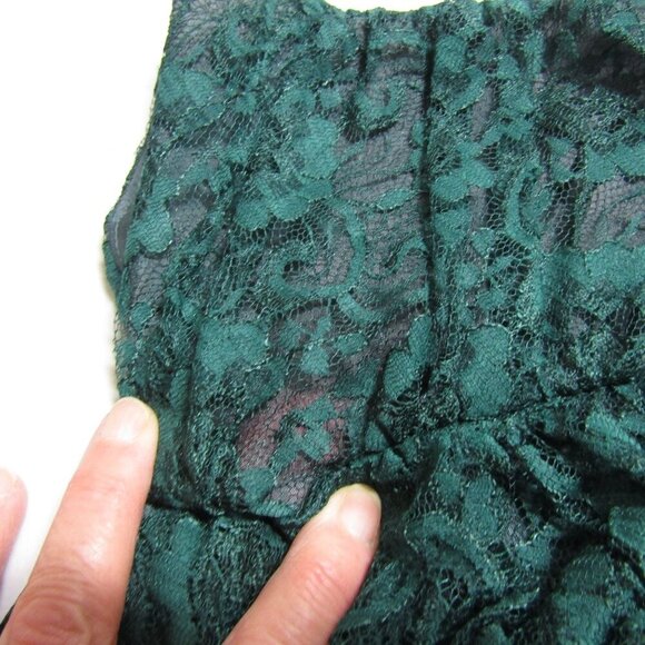 VTG Forest Green S LACE Milkmaid WHIMSIGOTH  Fairy Maxi Prom Homecoming dress - Picture 12 of 13